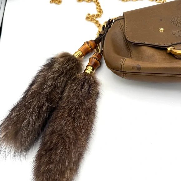 Gucci Small Brown Fur Accent Smilia Bag